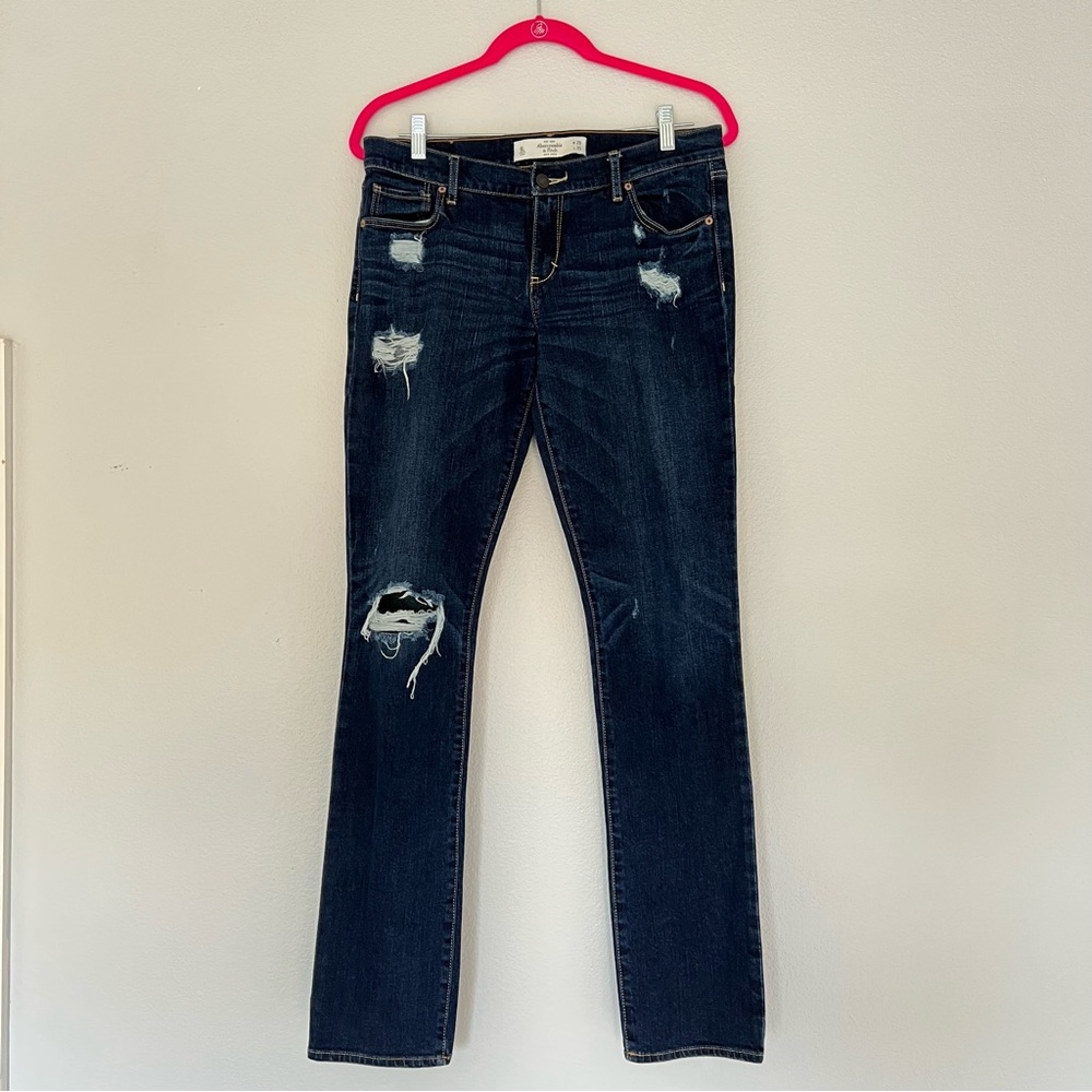 Abercrombie & Fitch dark wash denim straight leg jeans, 8L